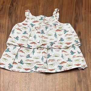 Wrangler White Cotton Girls Tank Top 4T with Cactus Print Sedona